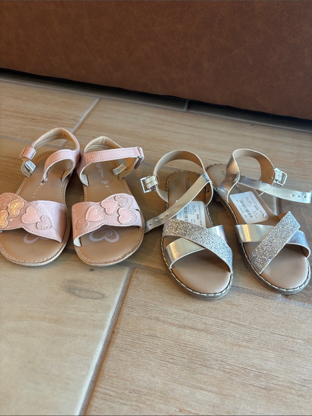 Kids Sparkle Sandals - Pink and Gold size 12